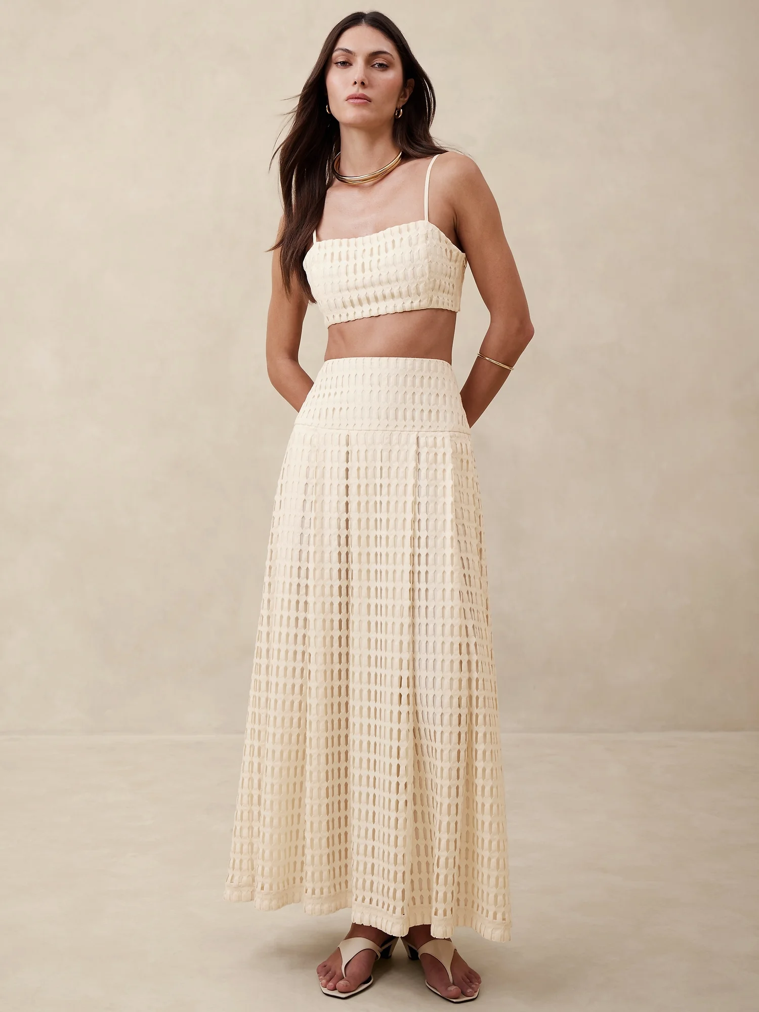BANANA REPUBLIC Áo Kiểu Nữ Sl Lace Crop Top- Geo Lace