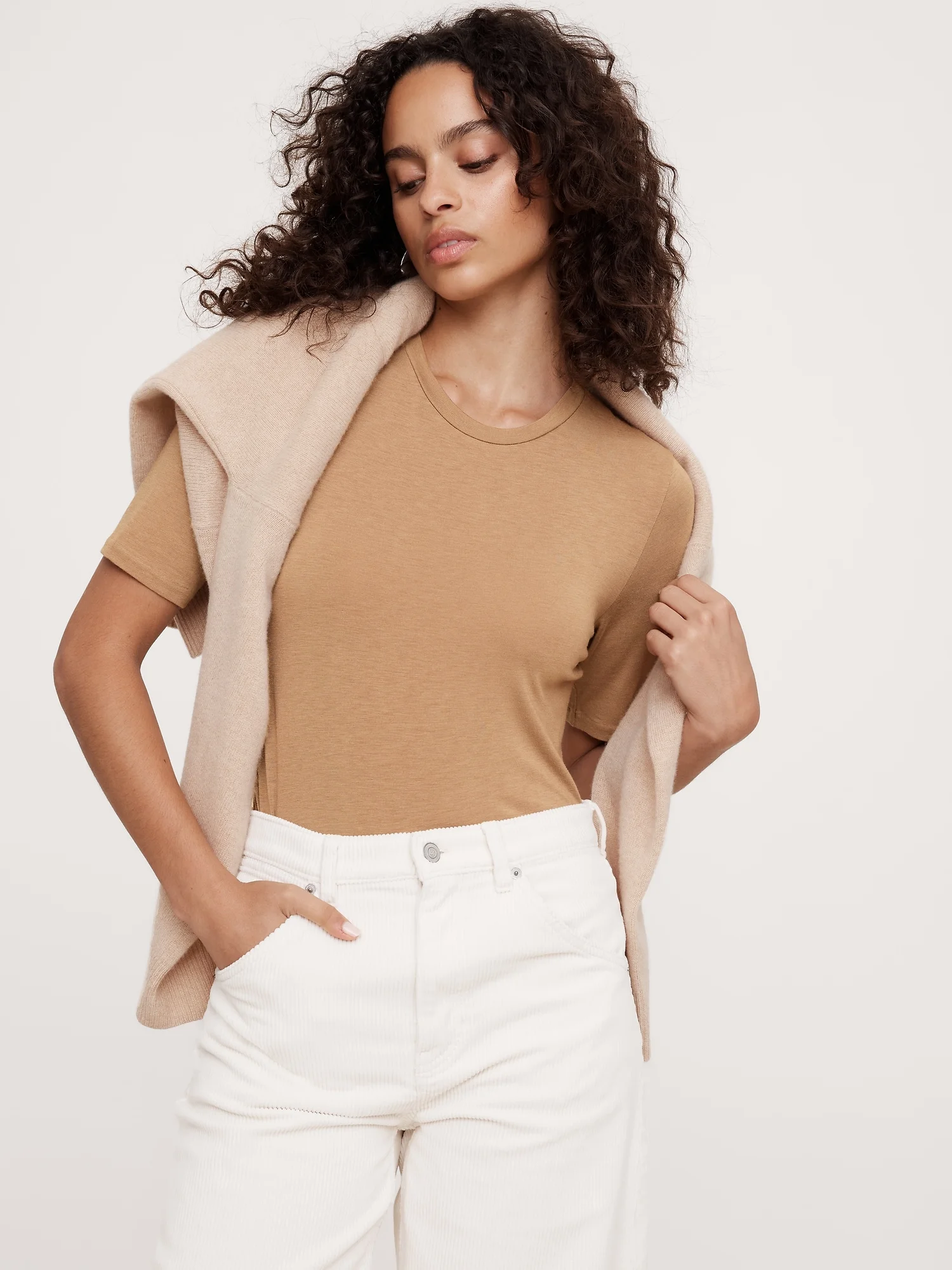 BANANA REPUBLIC Áo Thun Tay Ngắn Nữ Ss Luxe Wool E