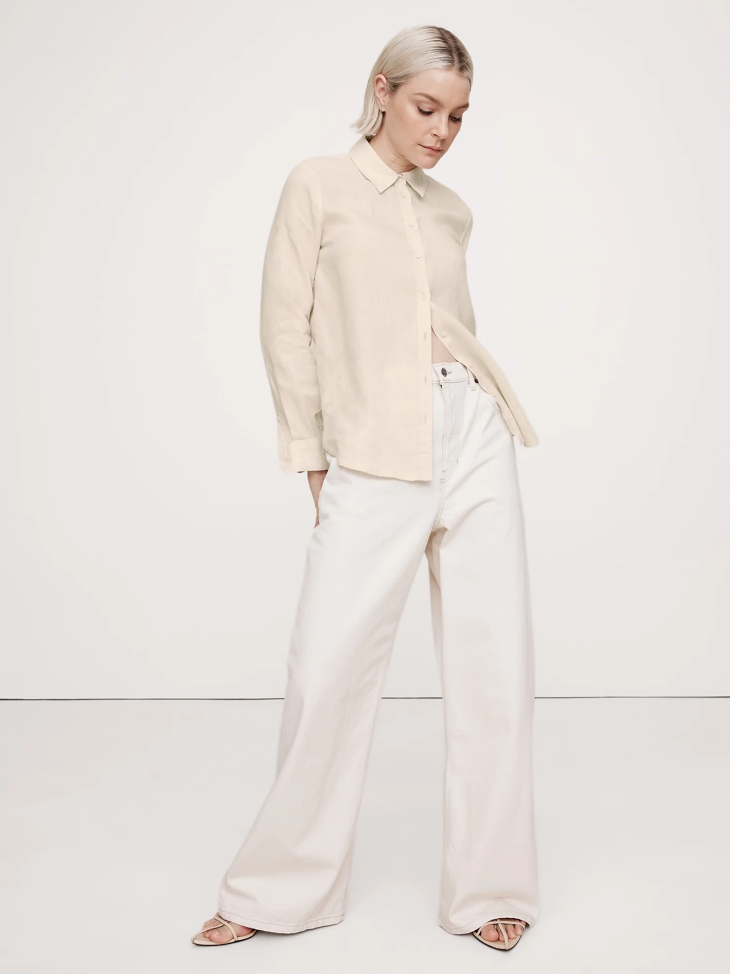 BANANA REPUBLIC Áo Sơ Mi Tay Dài Nữ Hot Ls Perfect