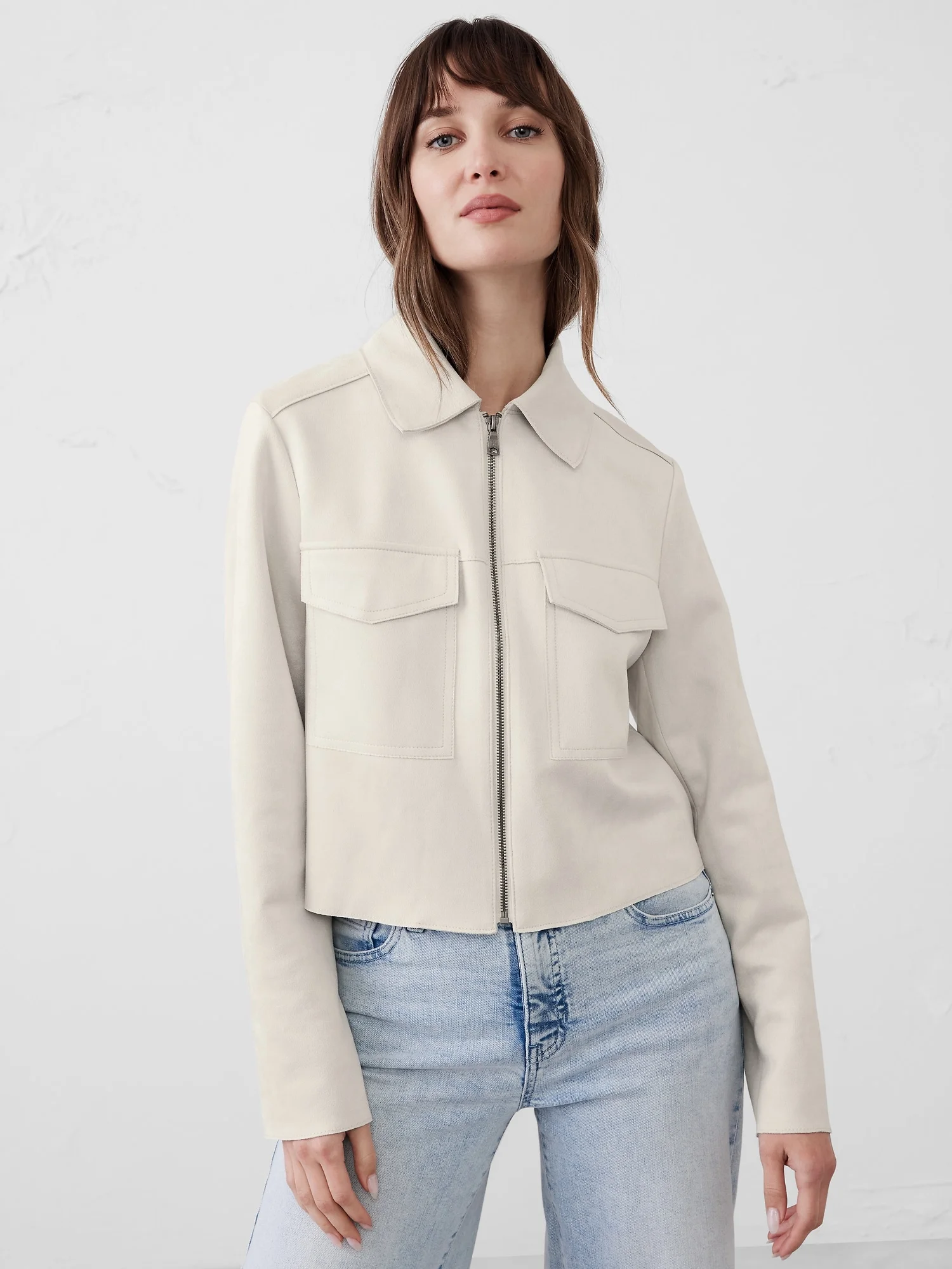BANANA REPUBLIC Áo Khoác Nữ V Vegan Suede