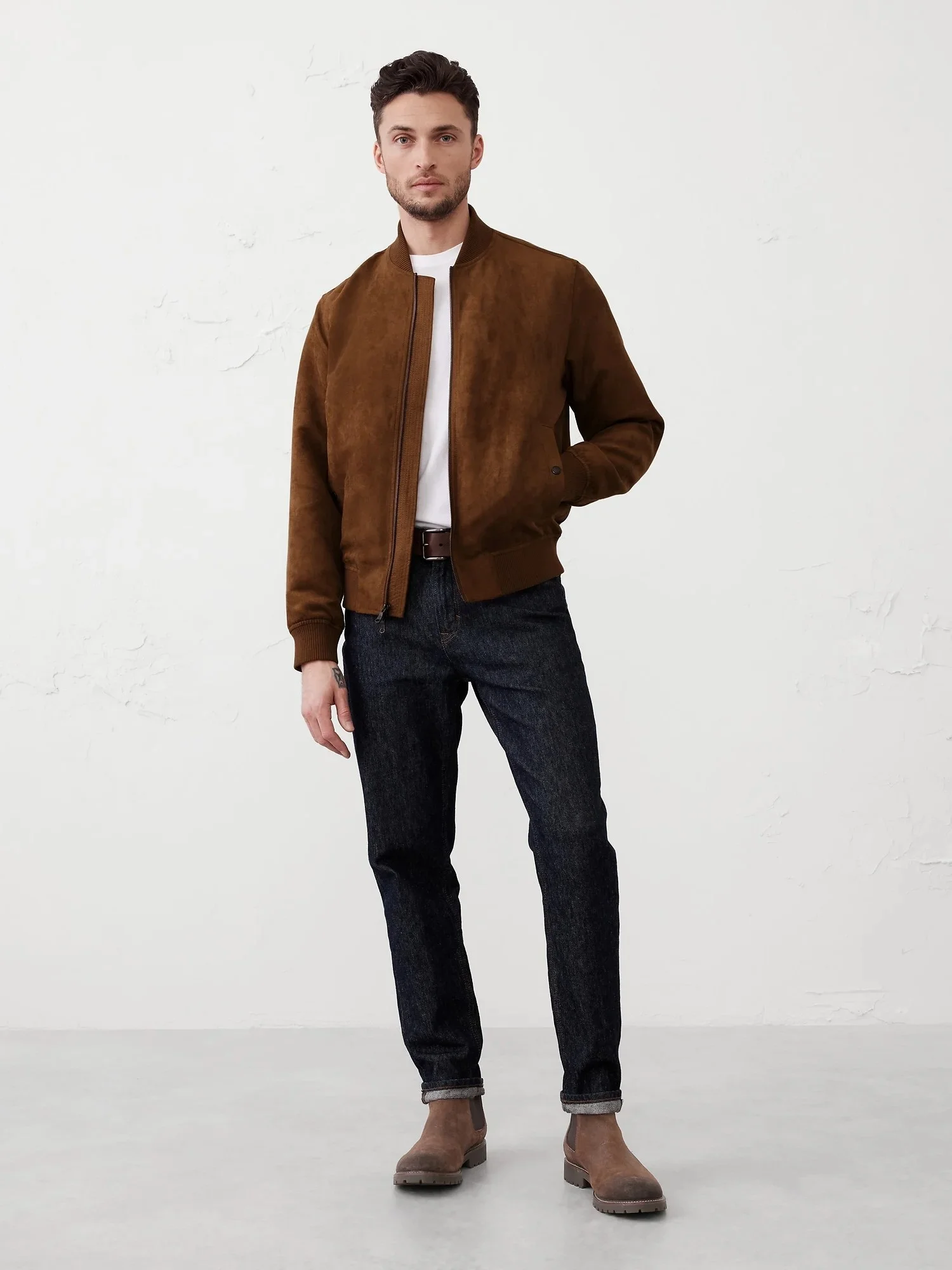 BANANA REPUBLIC Áo Khoác Nam V Vegan Suede