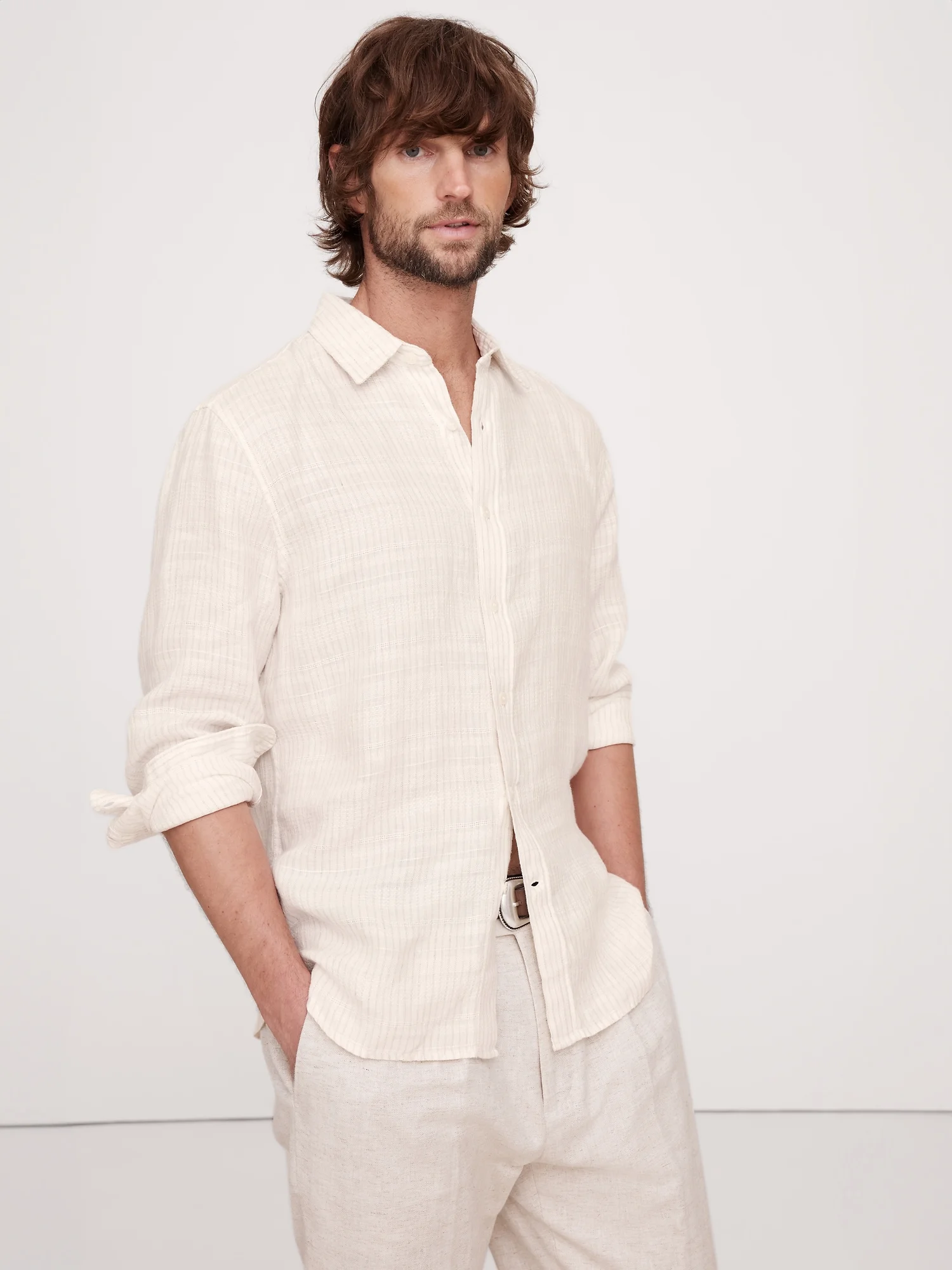 BANANA REPUBLIC Áo Sơ Mi Tay Dài Nam Ls St Striped