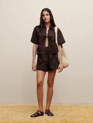 BANANA REPUBLIC Áo Sơ Mi Tay Ngắn Nữ Wb Cotton Popl