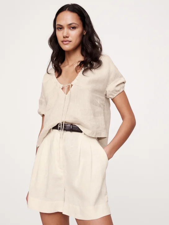 BANANA REPUBLIC Áo Kiểu Nữ Ss Front Tie V