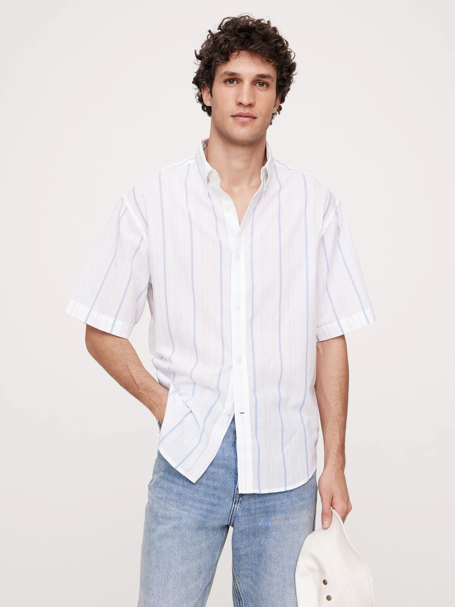 BANANA REPUBLIC Áo Sơ Mi Tay Ngắn Nam Ss Rx Cotton L