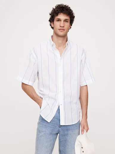 BANANA REPUBLIC Áo Sơ Mi Tay Ngắn Nam Ss Rx Cotton L