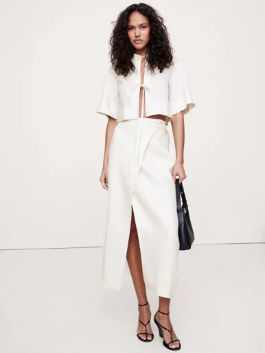BANANA REPUBLIC Áo Kiểu Nữ Ss Front Tie S