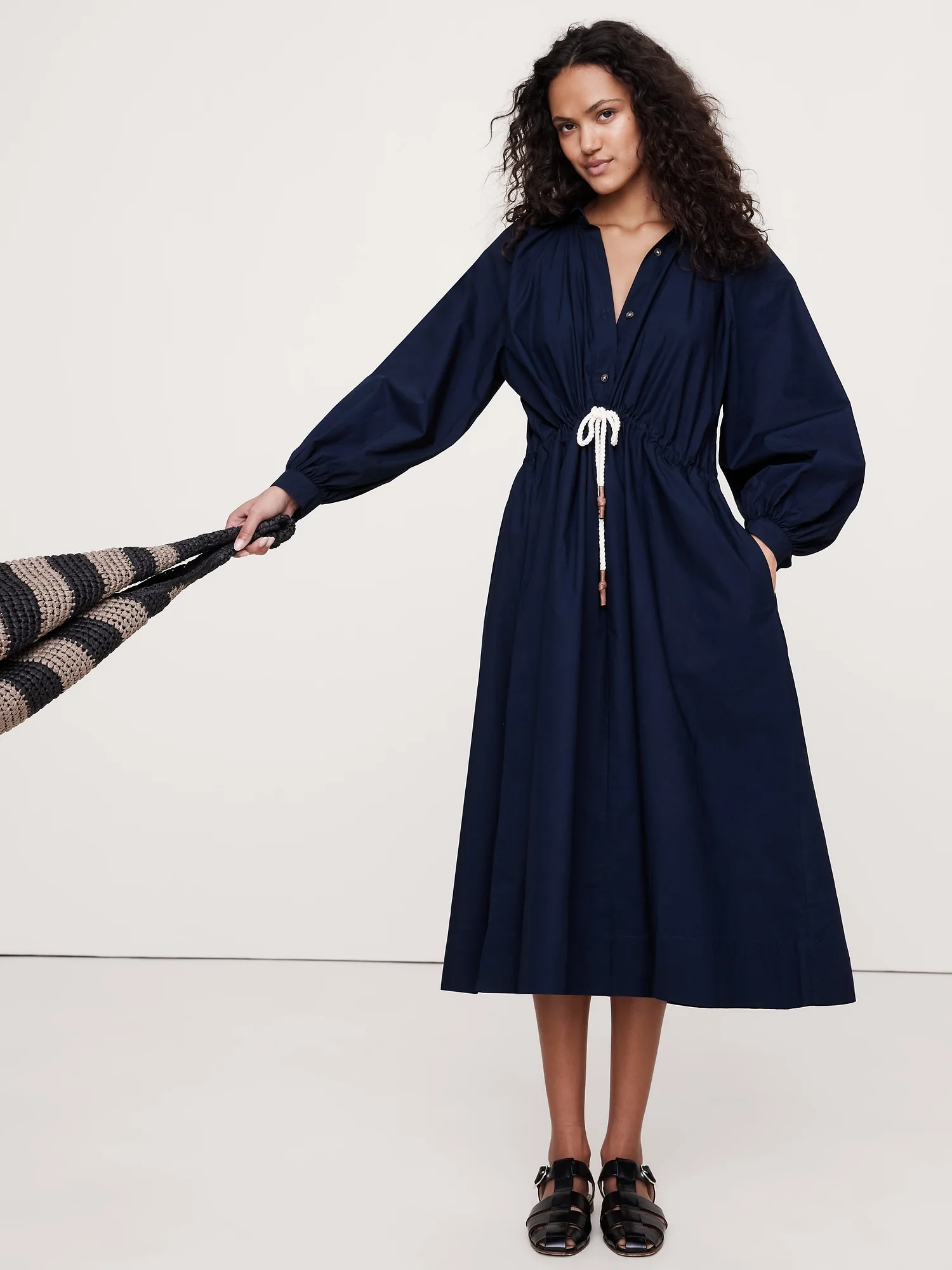 BANANA REPUBLIC Đầm Nữ Ls Wvn Collare
