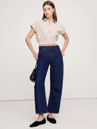 BANANA REPUBLIC Áo Kiểu Nữ Ss Cropped Ela