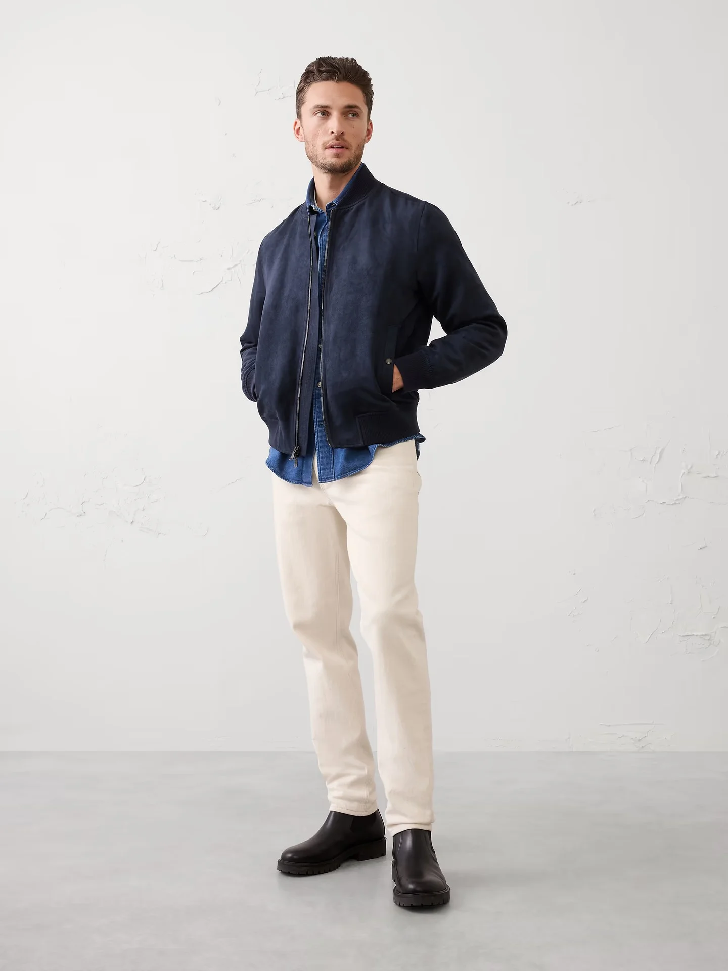 BANANA REPUBLIC Áo Khoác Nam V Vegan Suede