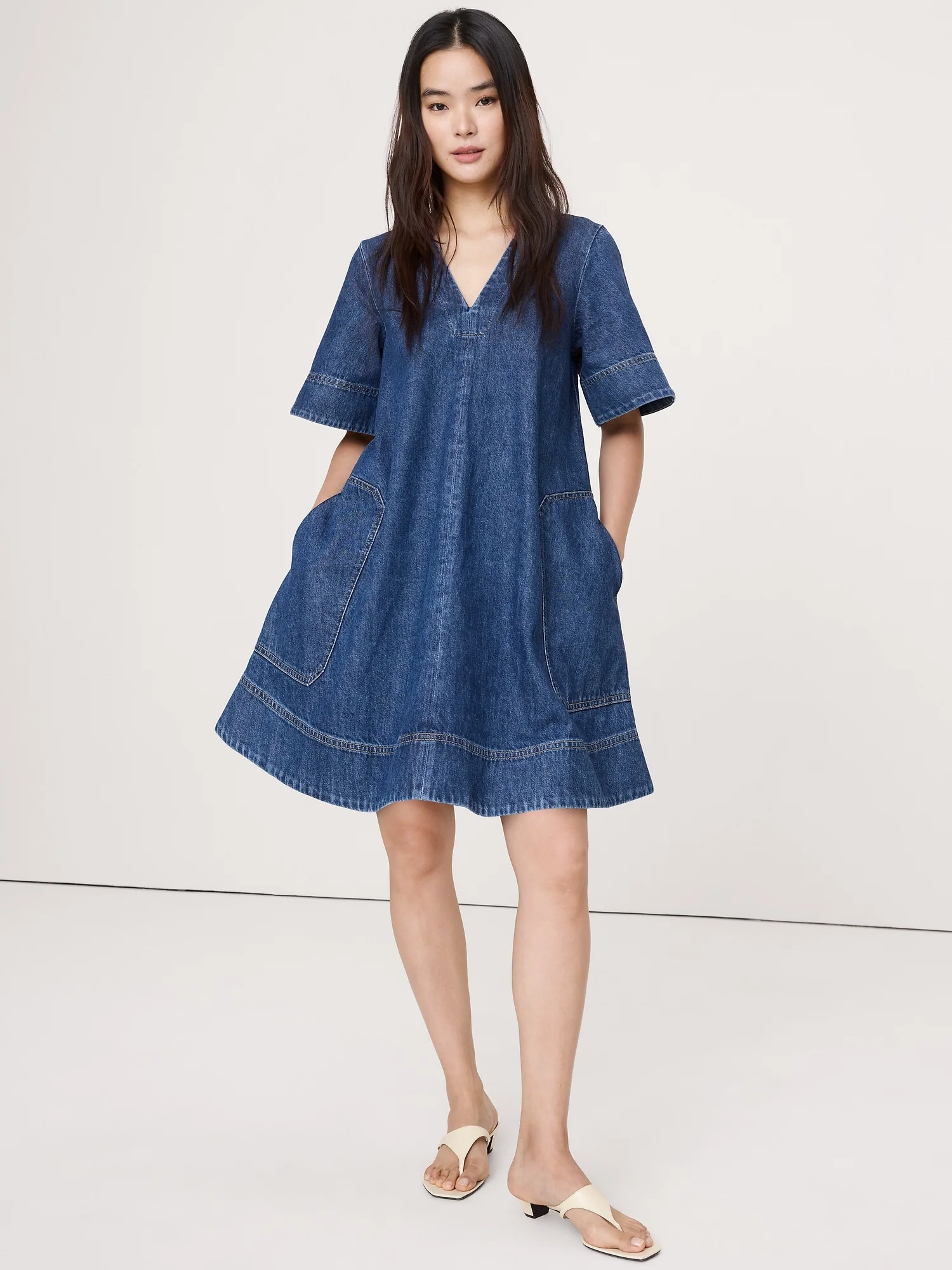 BANANA REPUBLIC Đầm Nữ Ss Vneck Trape