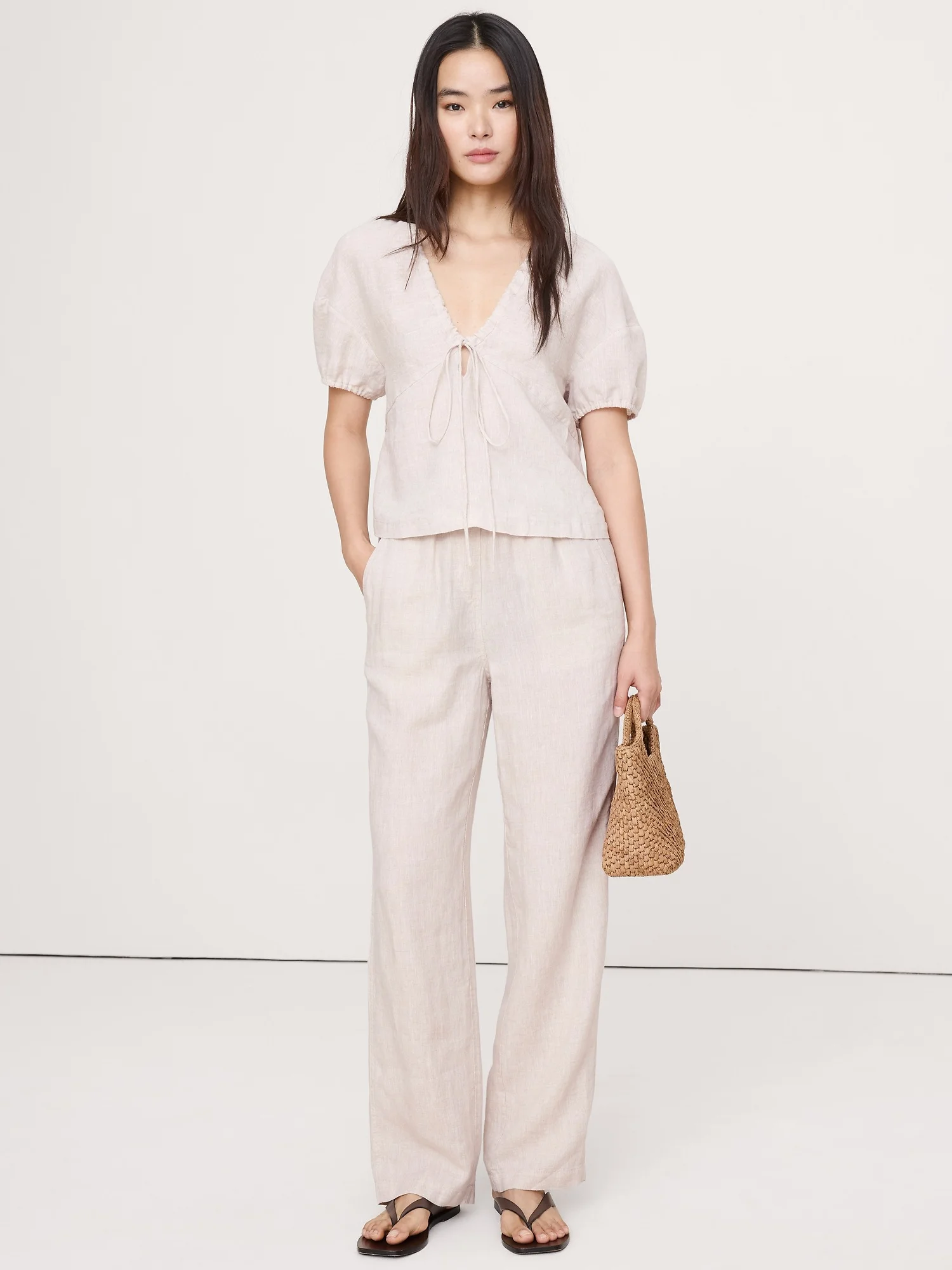BANANA REPUBLIC Áo Kiểu Nữ Ss Front Tie V