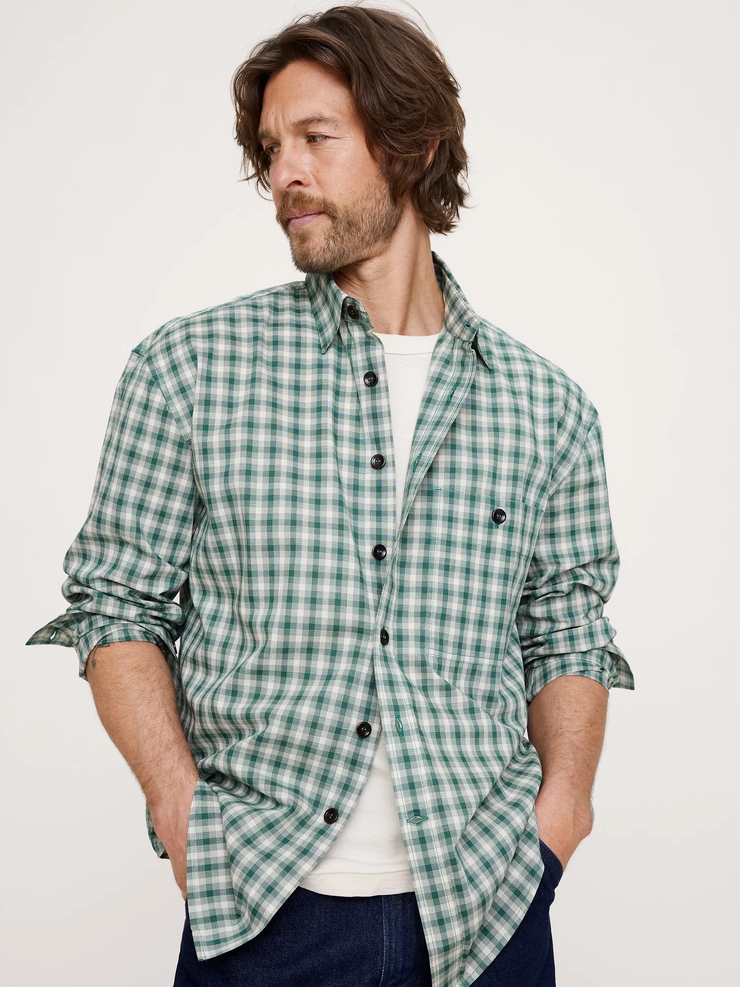BANANA REPUBLIC Áo Sơ Mi Nam Ls Rx Casual P
