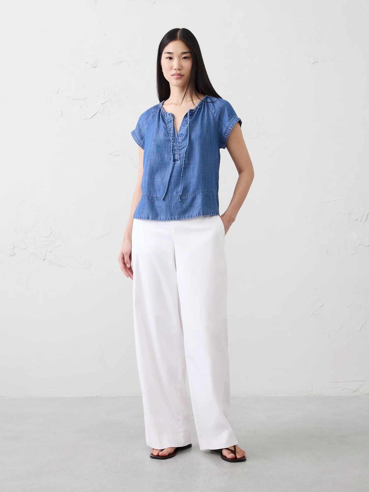 BANANA REPUBLIC Áo Kiểu Nữ V Ss V-Neck Sh