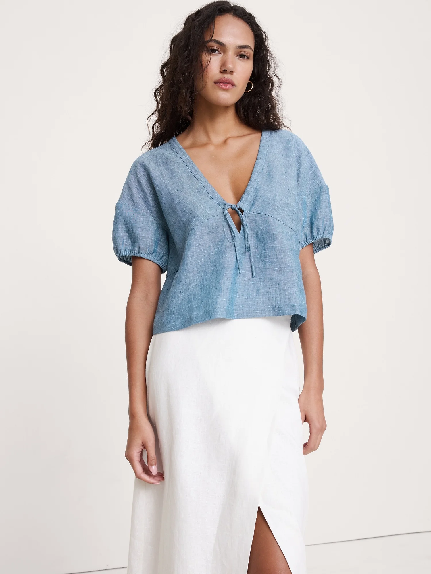 BANANA REPUBLIC Áo Kiểu Nữ Ss Front Tie V