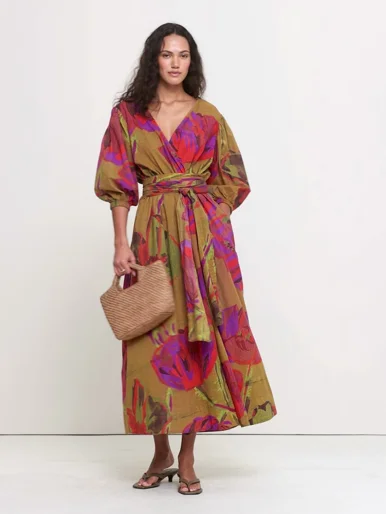 BANANA REPUBLIC Đầm Nữ Ls Wrap Cotton