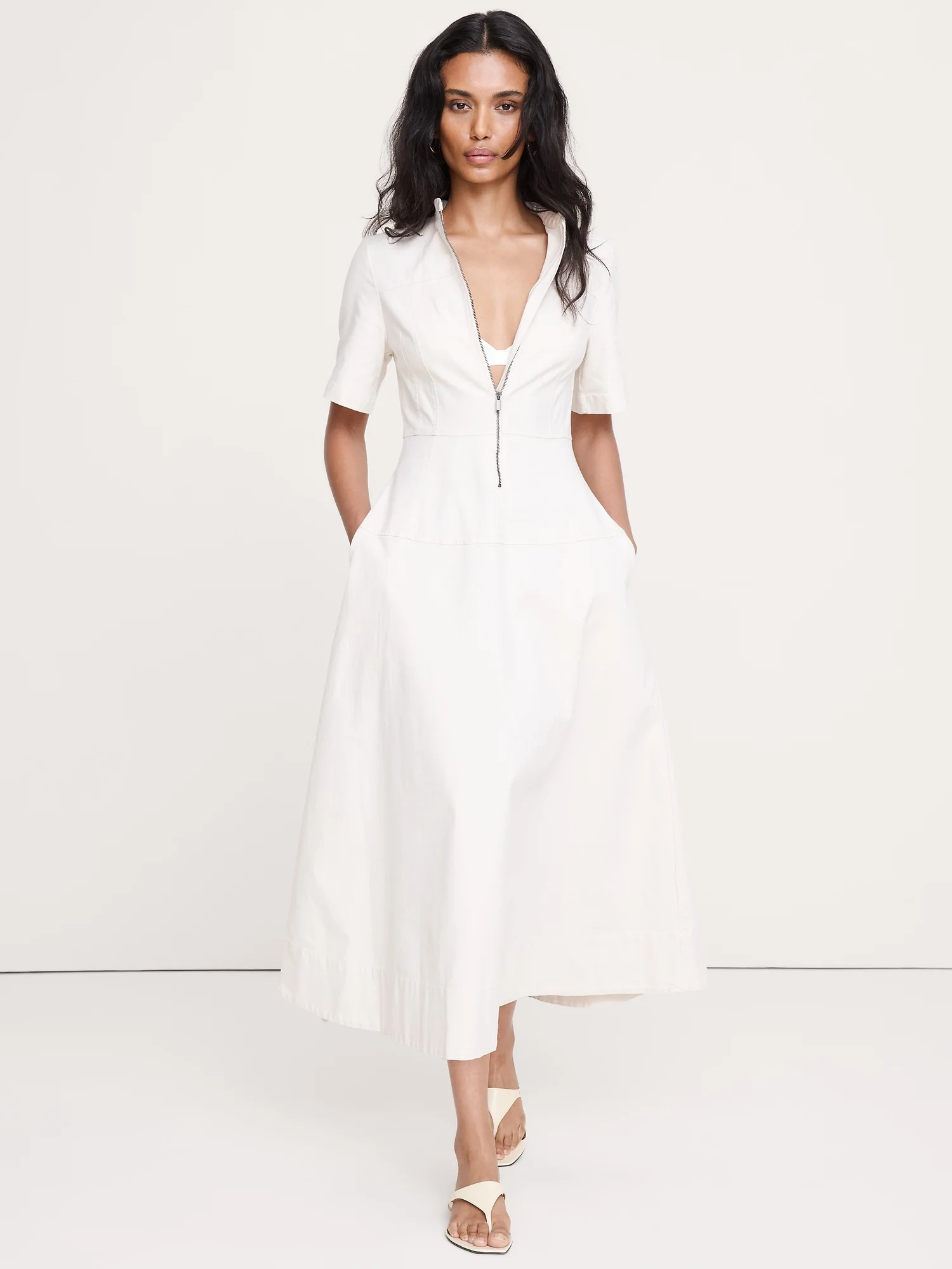 BANANA REPUBLIC Đầm Nữ Ss Zip Front B