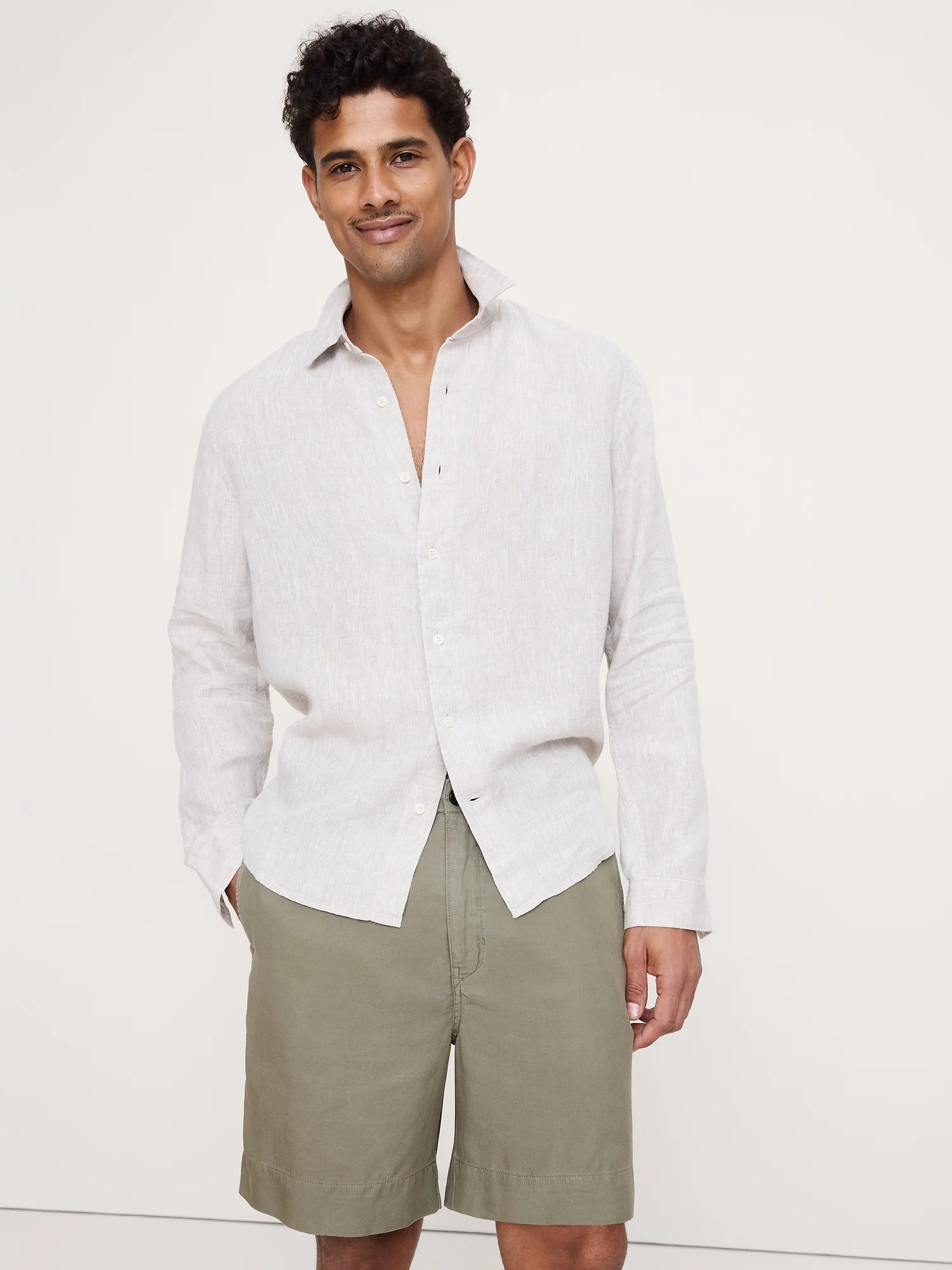 BANANA REPUBLIC Áo Sơ Mi Nam Standard-Fit Linen Shirt