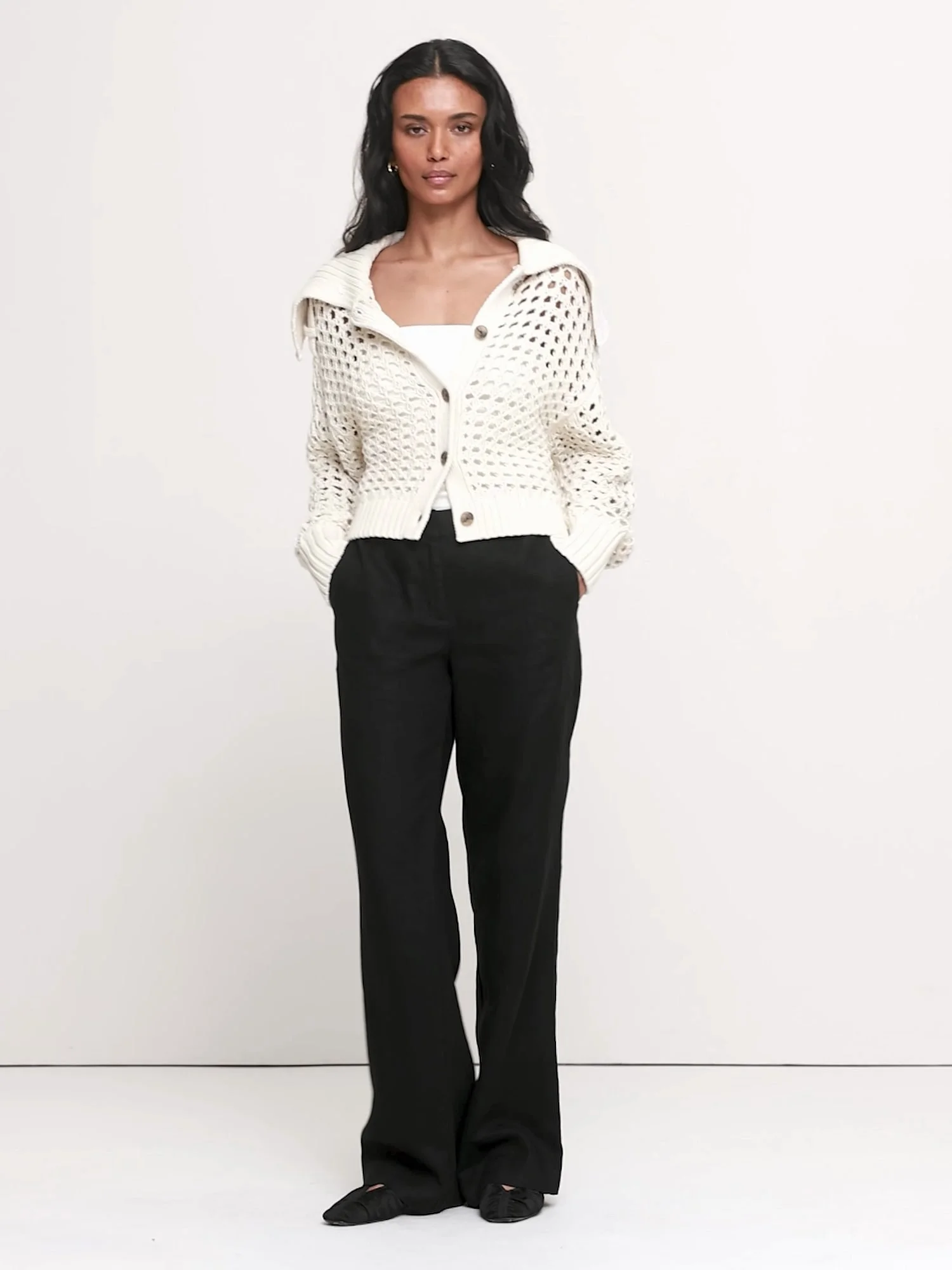 BANANA REPUBLIC Quần Dài Nữ The Everyday Wide-Leg Pant In Linen