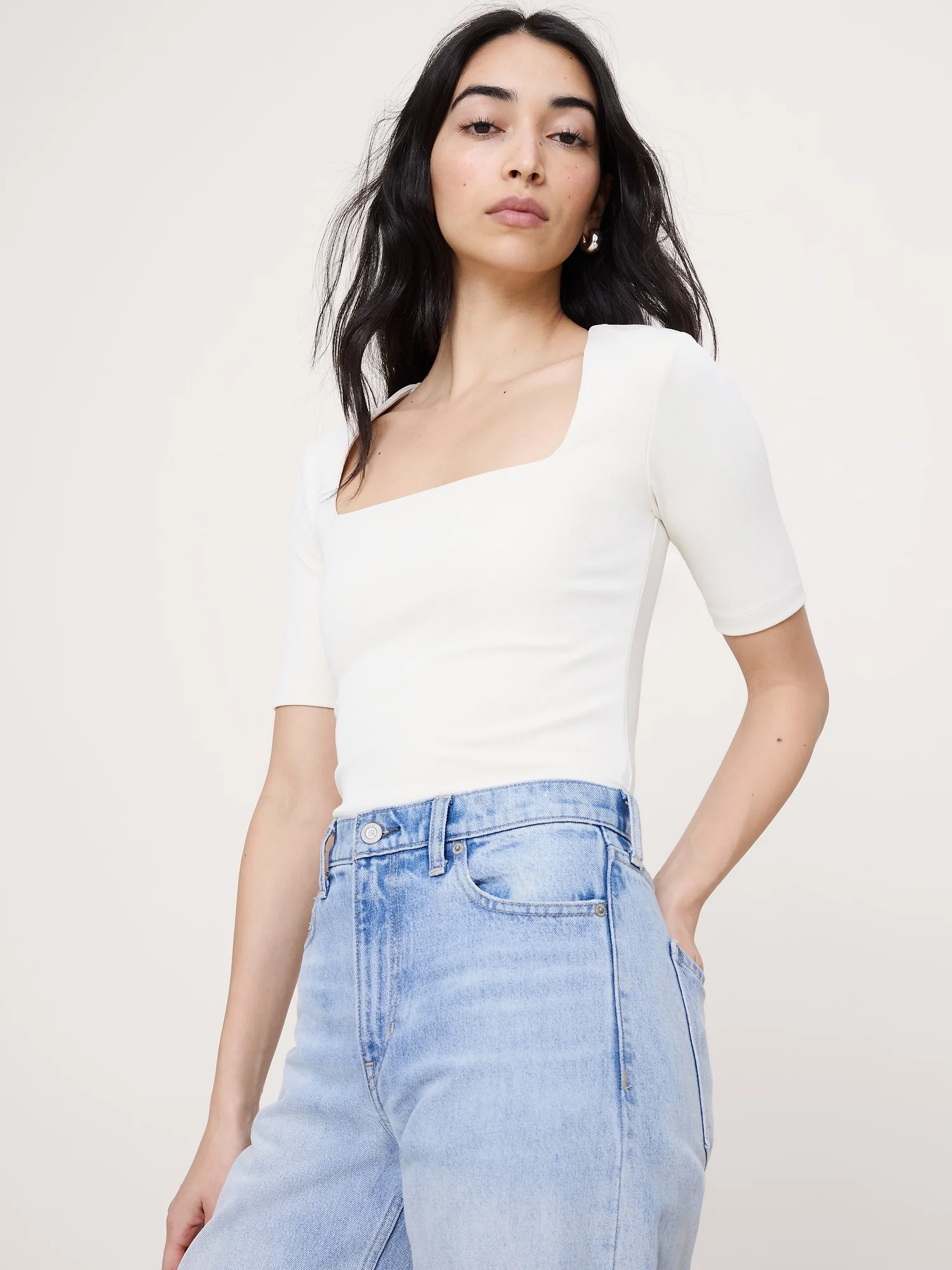 BANANA REPUBLIC Áo Thun Nữ Cap Slv Square
