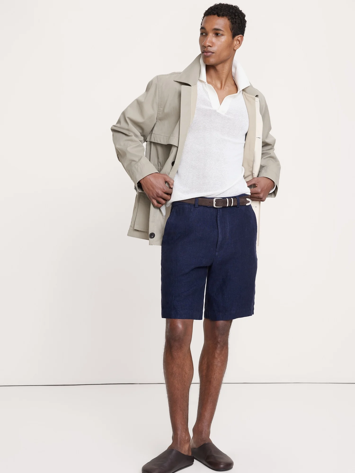 BANANA REPUBLIC Quần Short Nam 9 In Linen Chi