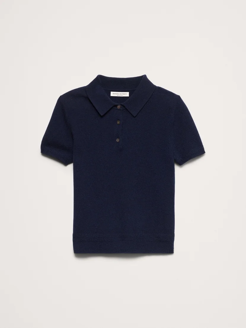 BANANA REPUBLIC Áo Len Nữ Lightweight Cashmere Short-Sleeve Sweater Polo