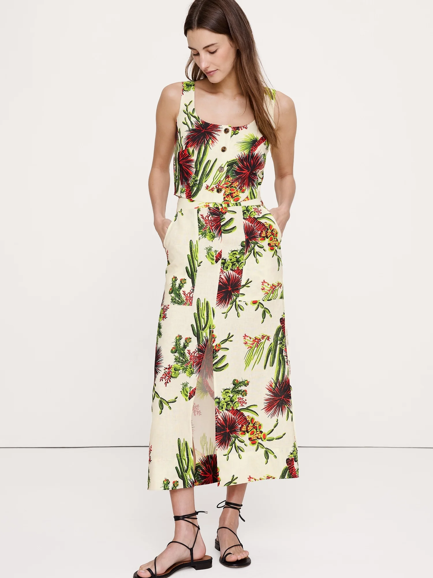 BANANA REPUBLIC Chân Váy Nữ Linen Front Sl