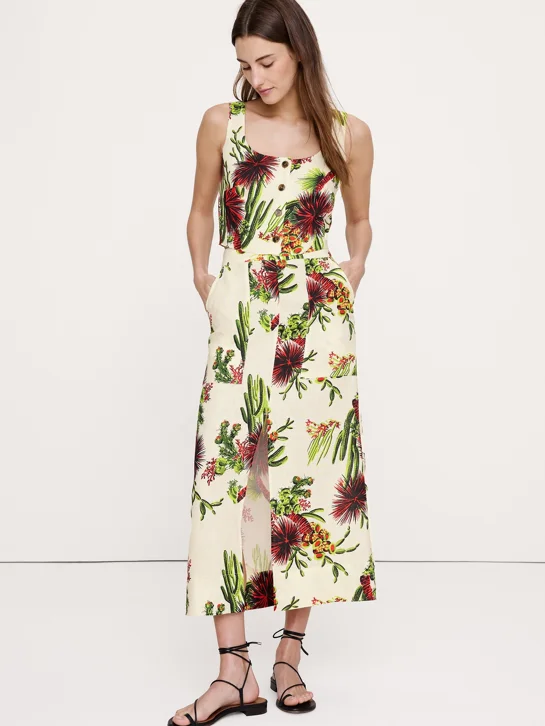 BANANA REPUBLIC Chân Váy Nữ Linen Front Sl