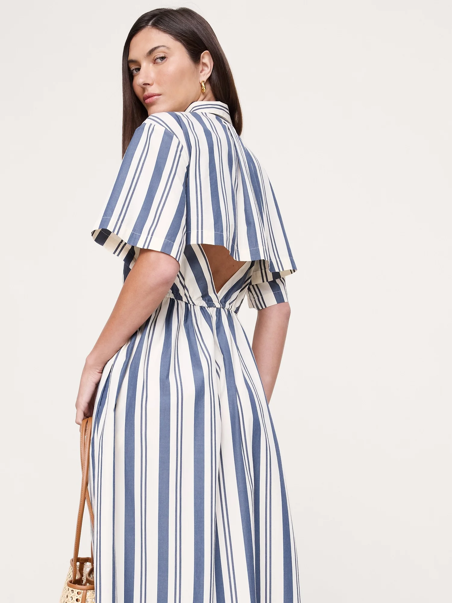 BANANA REPUBLIC Đầm Nữ Poplin Openbac