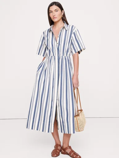 BANANA REPUBLIC Đầm Nữ Poplin Openbac