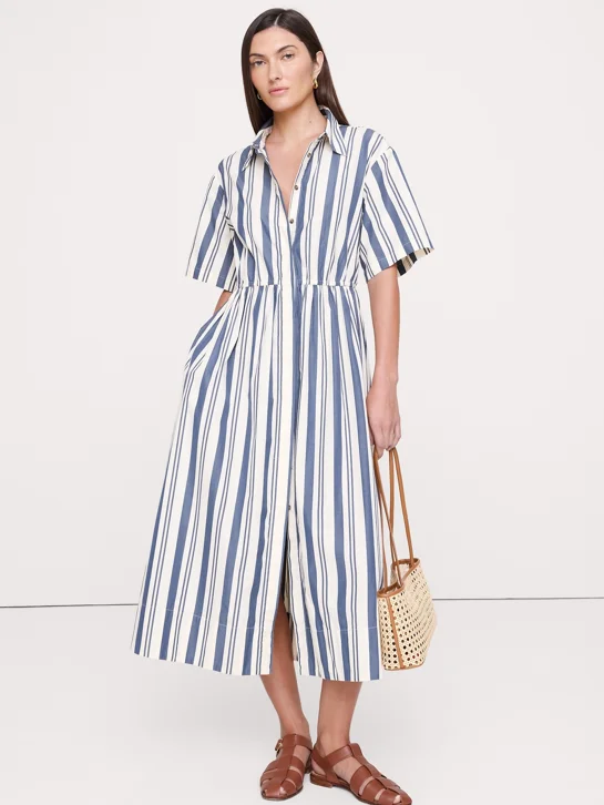 BANANA REPUBLIC Đầm Nữ Poplin Openbac