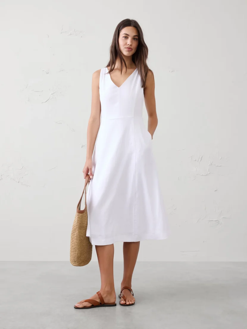BANANA REPUBLIC Đầm Nữ V Sl Linen A-L