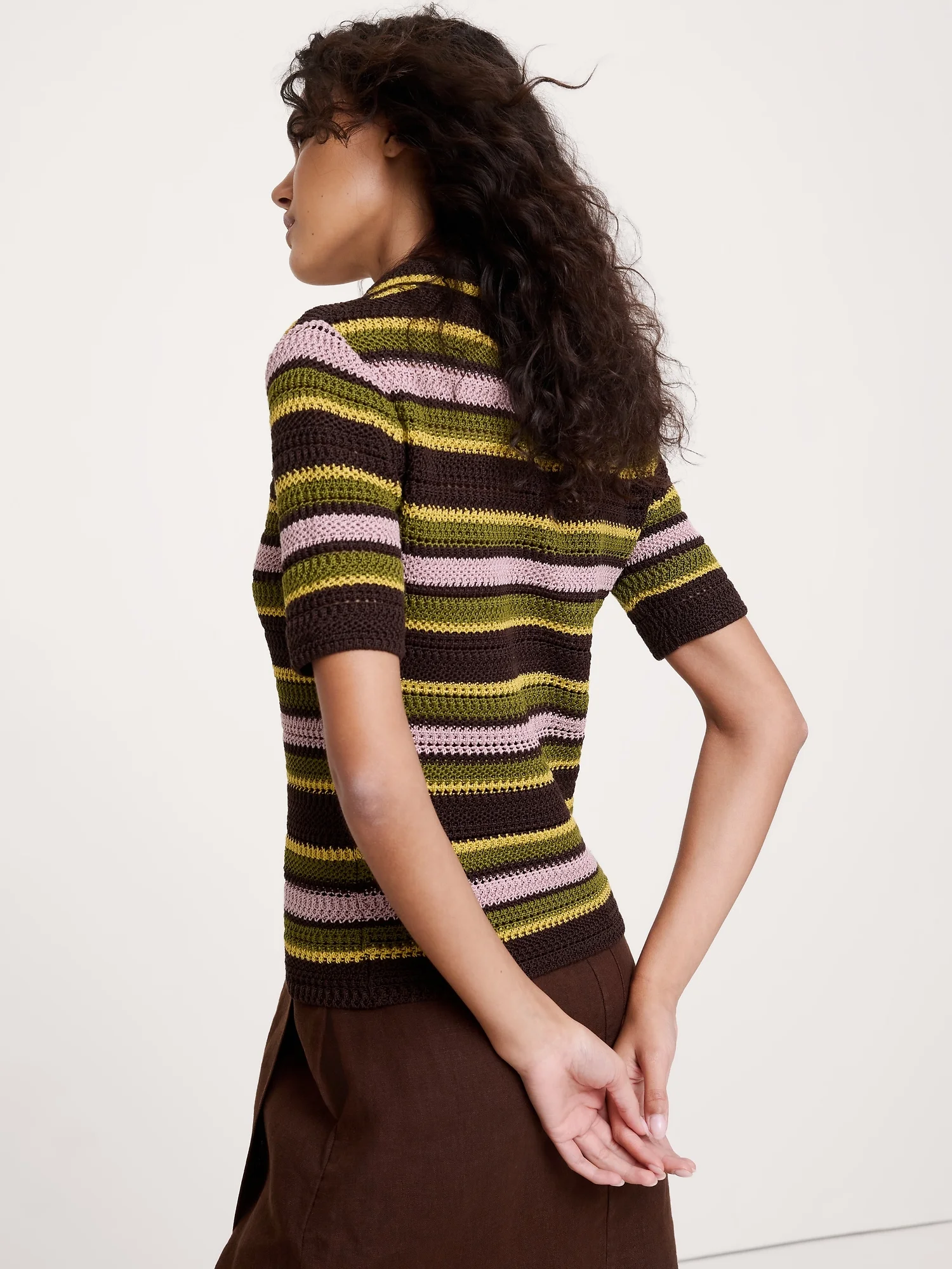 BANANA REPUBLIC &Aacute;o Len Nữ Ss Crochet Sti