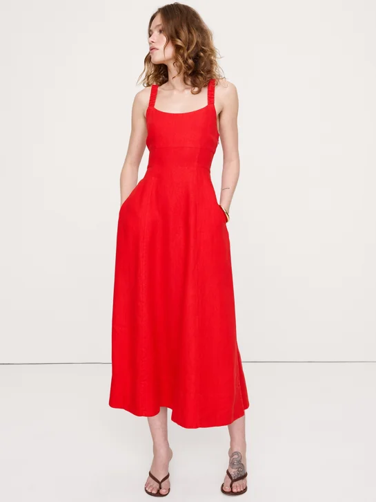 BANANA REPUBLIC Đầm Nữ Linen Scrunch