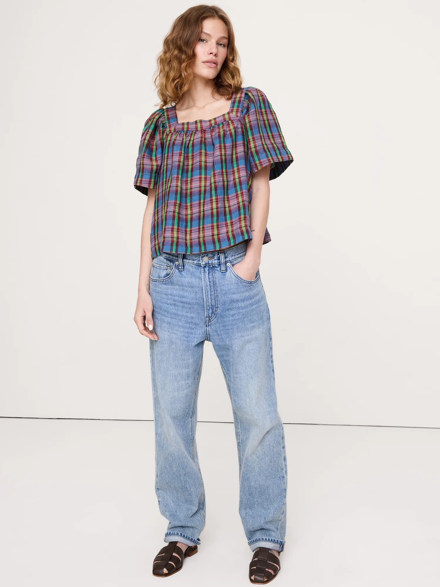 BANANA REPUBLIC &Aacute;o Kiểu Nữ Linen Square-Neck Top