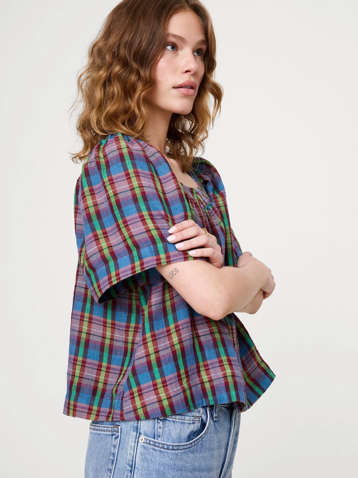 BANANA REPUBLIC &Aacute;o Kiểu Nữ Linen Square-Neck Top