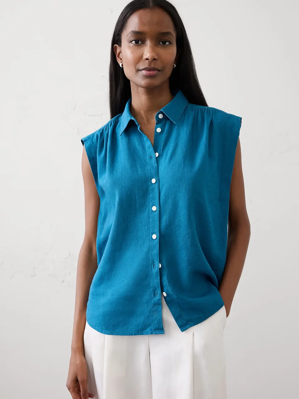 BANANA REPUBLIC Áo Kiểu Nữ V Sl Soft Gath