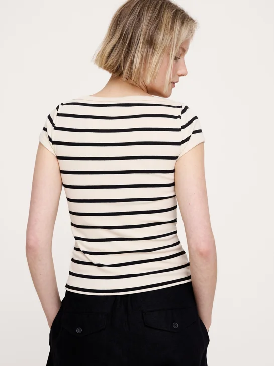 BANANA REPUBLIC Áo Thun Nữ 2X2 Rib Ss Boa