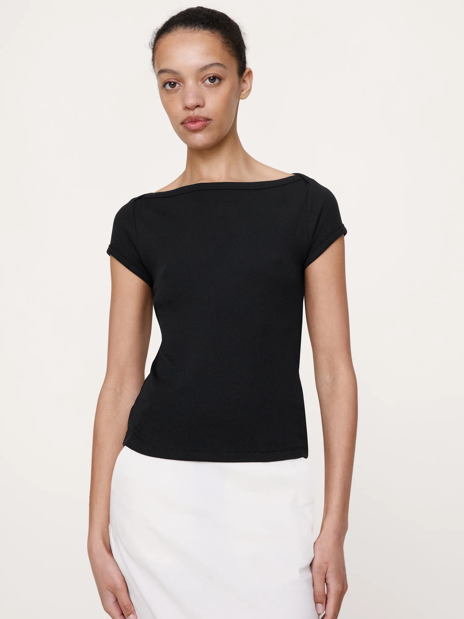 BANANA REPUBLIC Áo Thun Nữ 2X2 Rib Ss Boa