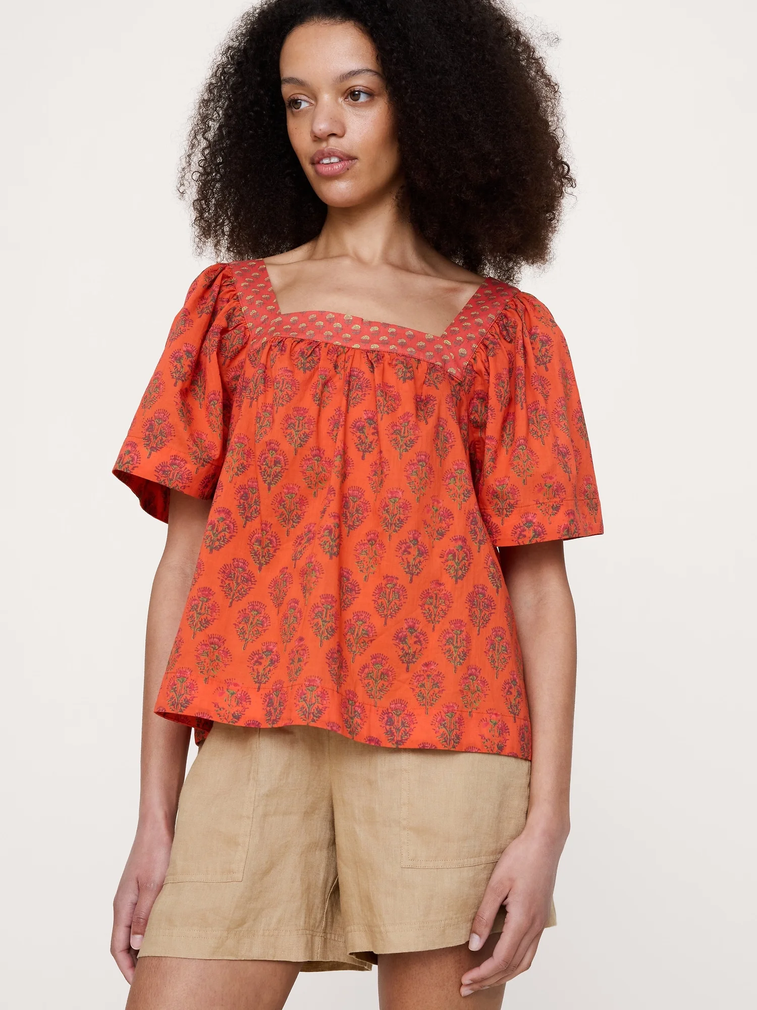 BANANA REPUBLIC &Aacute;o Kiểu Nữ Lightweight Cotton Square-Neck Top
