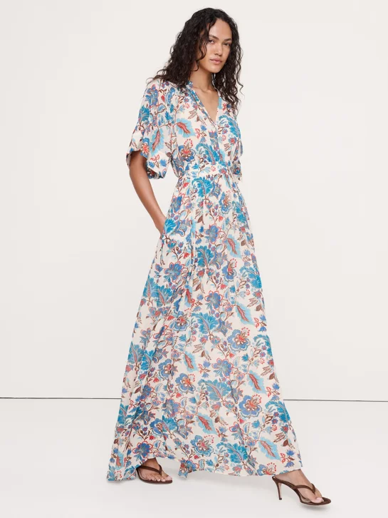 BANANA REPUBLIC Đầm Nữ Sleeved V Neck