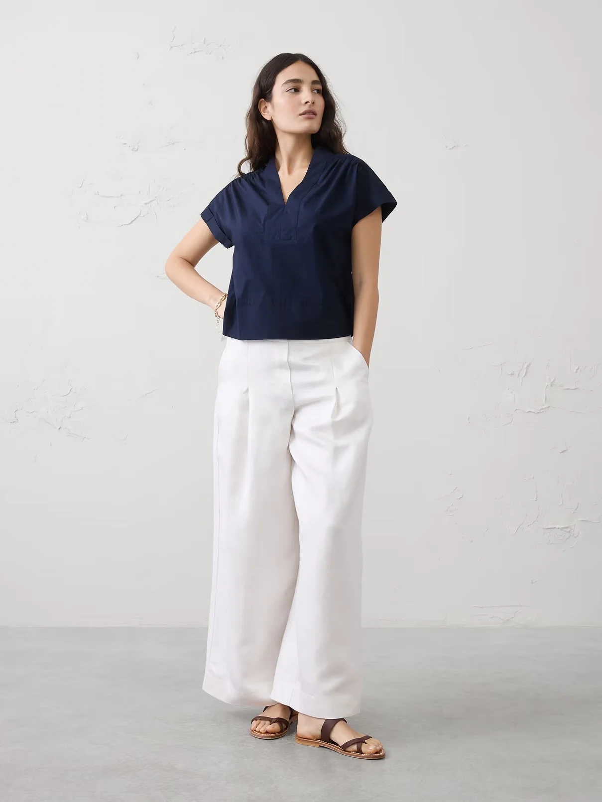 BANANA REPUBLIC Áo Kiểu Nữ V Ss Poplin Sp