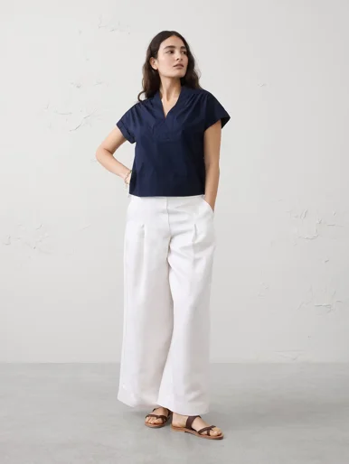 BANANA REPUBLIC Áo Kiểu Nữ V Ss Poplin Sp