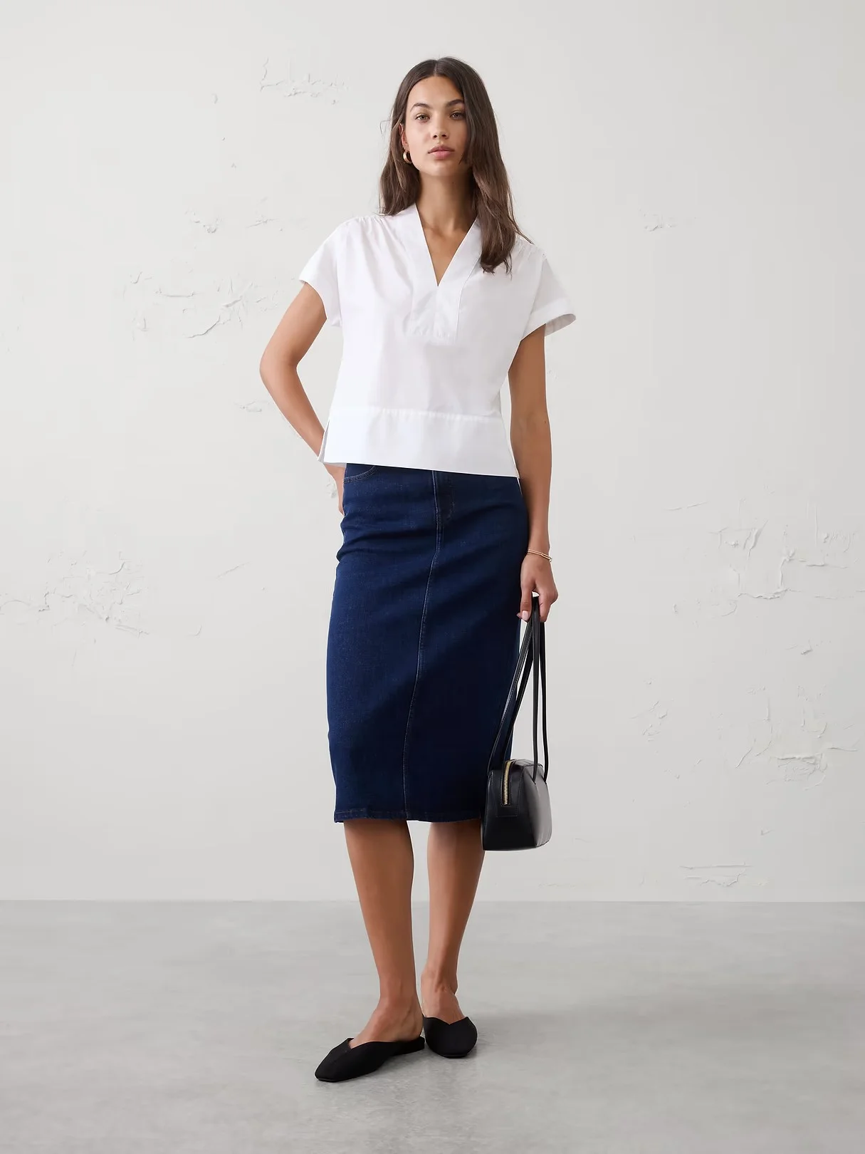 BANANA REPUBLIC Áo Kiểu Nữ V Ss Poplin Sp