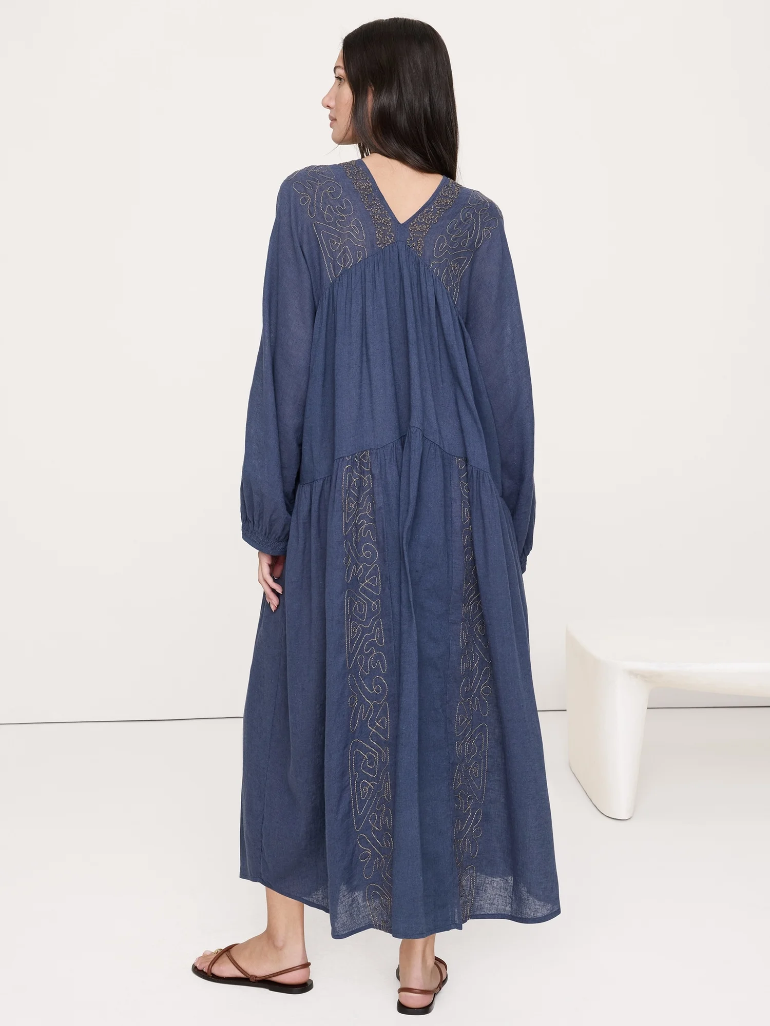 BANANA REPUBLIC Đầm Nữ Linen-Cotton Trapeze Maxi Dress