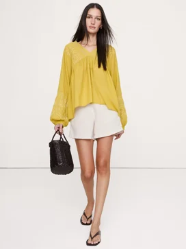 BANANA REPUBLIC Áo Kiểu Nữ Ls Embroidered