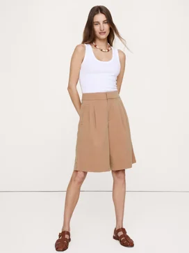 BANANA REPUBLIC Quần Short Nữ Tencel™-Cotton-Linen Bermuda Short