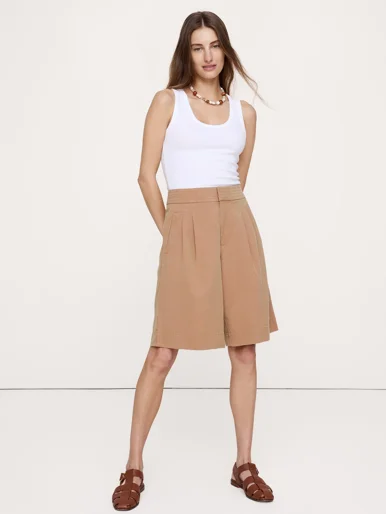 BANANA REPUBLIC Quần Short Nữ Tencel™-Cotton-Linen Bermuda Short
