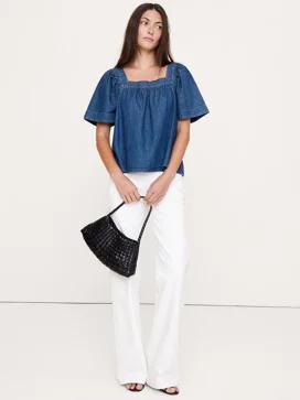 BANANA REPUBLIC Áo Kiểu Nữ Ss Square Neck