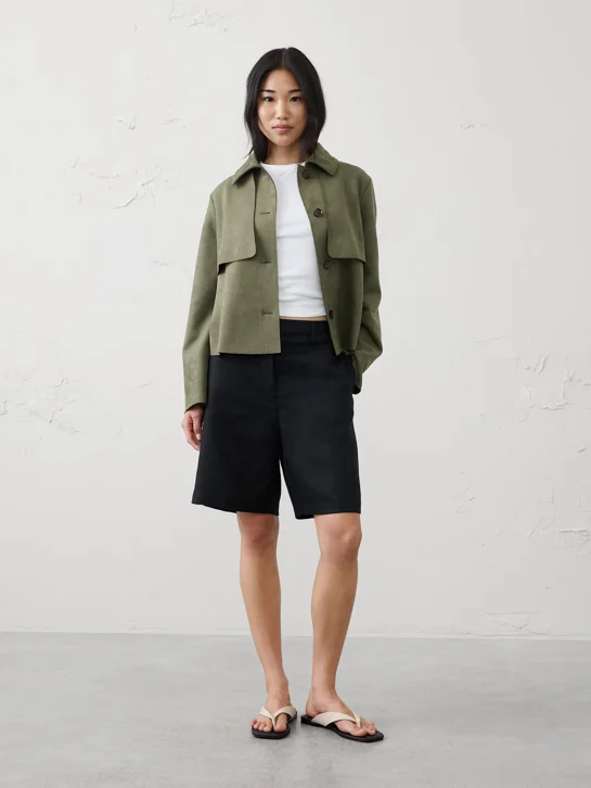 BANANA REPUBLIC Áo Khoác Nữ V Vegan Suede